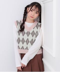 PINK-latte / ピンク ラテ ベスト | 【セットアイテム】ニットベスト＋ロンT