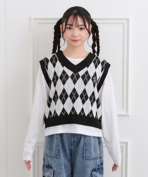 PINK-latte / ピンク ラテ ベスト | 【セットアイテム】ニットベスト＋ロンT | 詳細1