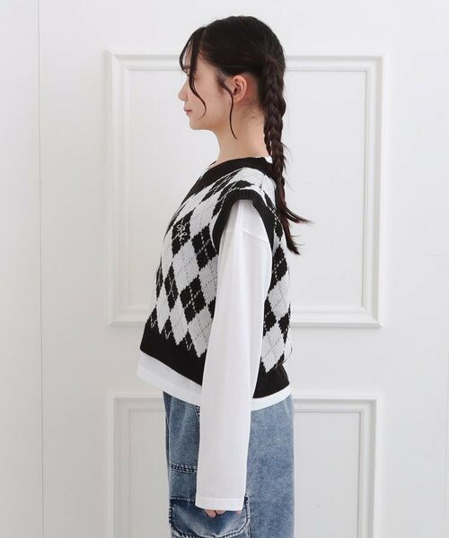 PINK-latte / ピンク ラテ ベスト | 【セットアイテム】ニットベスト＋ロンT | 詳細2