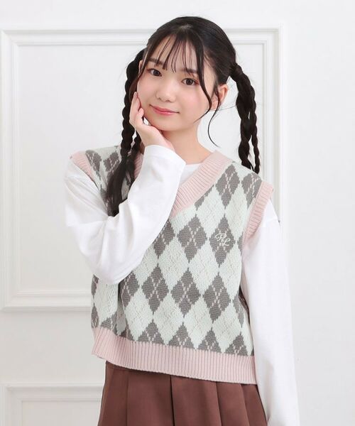 PINK-latte / ピンク ラテ ベスト | 【セットアイテム】ニットベスト＋ロンT | 詳細24