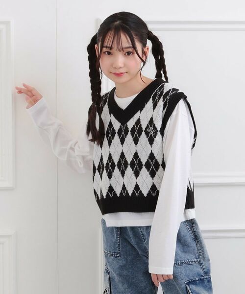 PINK-latte / ピンク ラテ ベスト | 【セットアイテム】ニットベスト＋ロンT | 詳細28