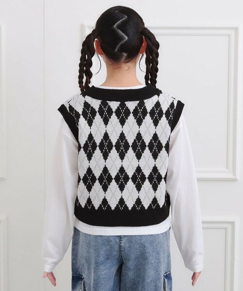 PINK-latte / ピンク ラテ ベスト | 【セットアイテム】ニットベスト＋ロンT | 詳細3