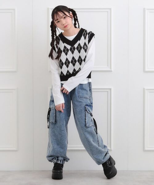 PINK-latte / ピンク ラテ ベスト | 【セットアイテム】ニットベスト＋ロンT | 詳細30