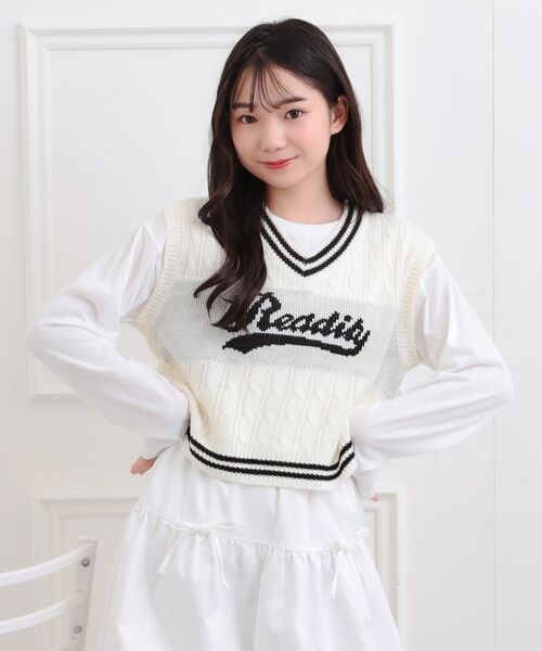 PINK-latte/ピンク ラテ 【セットアイテム】ニットベスト+ロンT アイボリー(004) 13(130cm) PINK-latte/ピンク ラテ 【セットアイテム】ニットベスト+ロンT アイボリー(004) 13(130cm)