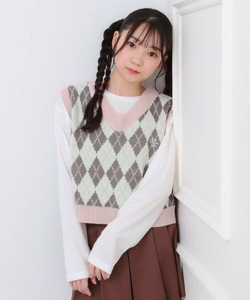 PINK-latte/ピンク ラテ 【セットアイテム】ニットベスト+ロンT ピンク(271) 16(160cm) PINK-latte/ピンク ラテ 【セットアイテム】ニットベスト+ロンT ピンク(271) 16(160cm)