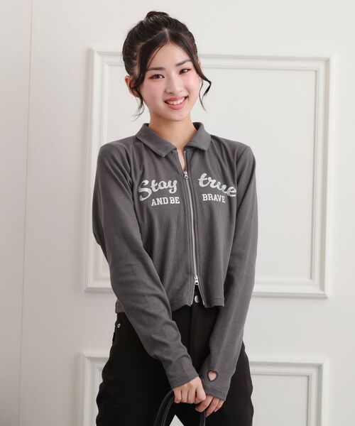 PINK-latte / ピンク ラテ カットソー | 衿付きダブルジップテレコ | 詳細12