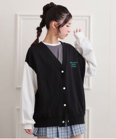 PINK-latte / ピンク ラテ カーディガン・ボレロ | バックカレッジVネックカーディガン