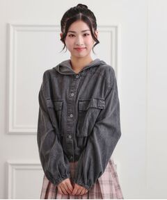 PINK-latte / ピンク ラテ レザーブルゾン・ジャケット | フード付きライトブルゾン