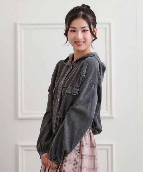 PINK-latte / ピンク ラテ レザーブルゾン・ジャケット | フード付きライトブルゾン | 詳細12