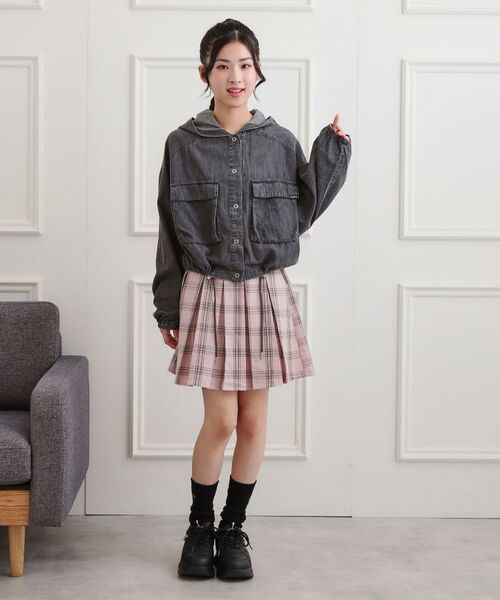 PINK-latte / ピンク ラテ レザーブルゾン・ジャケット | フード付きライトブルゾン | 詳細13