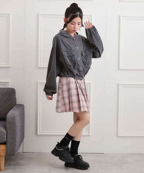 PINK-latte / ピンク ラテ レザーブルゾン・ジャケット | フード付きライトブルゾン | 詳細14