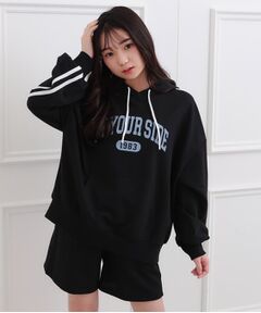 PINK-latte / ピンク ラテ セットアップ | 袖ラインパーカ＋ショートパンツセット