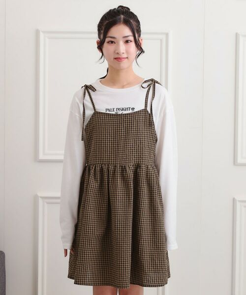 PINK-latte / ピンク ラテ その他トップス | ギンガムキャミワンピ+ロンTセット | 詳細1