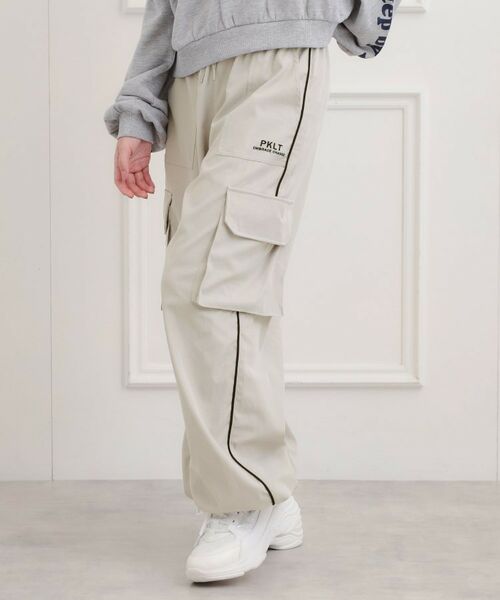 PINK-latte/ピンク ラテ ベーシックパイピングカーゴパンツ ライトグレー(011) 15(150cm) PINK-latte/ピンク ラテ ベーシックパイピングカーゴパンツ ライトグレー(011) 15(150cm)