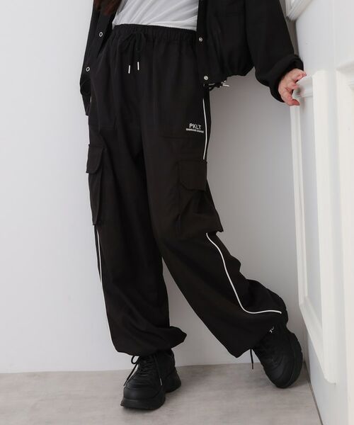 PINK-latte/ピンク ラテ ベーシックパイピングカーゴパンツ ブラック(019) 13(130cm) PINK-latte/ピンク ラテ ベーシックパイピングカーゴパンツ ブラック(019) 13(130cm)
