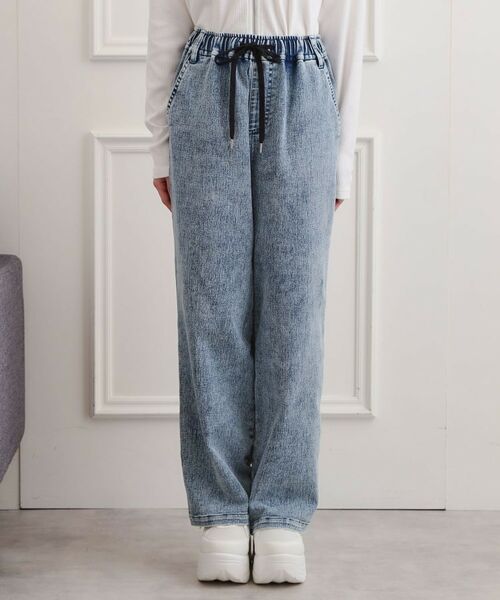 PINK-latte / ピンク ラテ パンツ | ワンポイント刺繍イージーロングパンツ | 詳細1