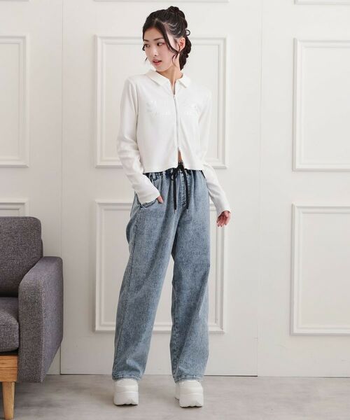 PINK-latte / ピンク ラテ パンツ | ワンポイント刺繍イージーロングパンツ | 詳細18