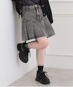 PINK-latte / ピンク ラテ デニムスカート | デニム裾プリーツスカート