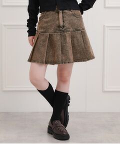 PINK-latte / ピンク ラテ デニムスカート | デニム裾プリーツスカート