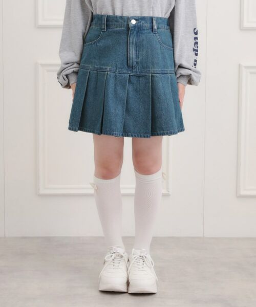 PINK-latte / ピンク ラテ デニムスカート | デニム裾プリーツスカート | 詳細1