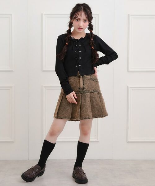 PINK-latte / ピンク ラテ デニムスカート | デニム裾プリーツスカート | 詳細15