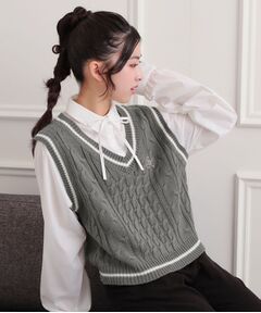 PINK-latte / ピンク ラテ シャツ・ブラウス | ニットベストドッキングシャツ