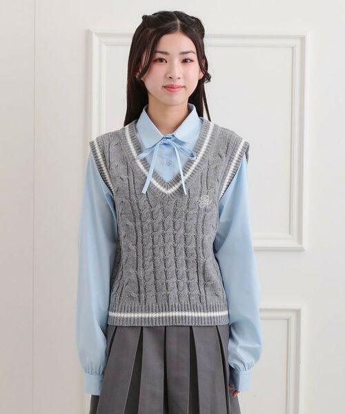 PINK-latte / ピンク ラテ シャツ・ブラウス | ニットベストドッキングシャツ | 詳細1