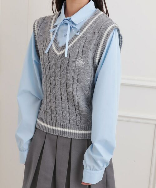 PINK-latte / ピンク ラテ シャツ・ブラウス | ニットベストドッキングシャツ | 詳細6