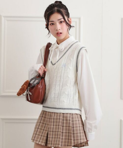 PINK-latte / ピンク ラテ シャツ・ブラウス | ニットベストドッキングシャツ | 詳細9