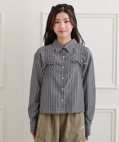 PINK-latte / ピンク ラテ シャツ・ブラウス | ショルダードロストリボンシャツ | 詳細1