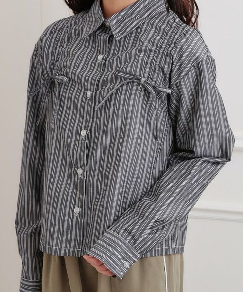 PINK-latte / ピンク ラテ シャツ・ブラウス | ショルダードロストリボンシャツ | 詳細5