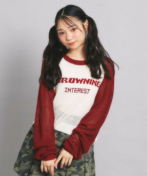 PINK-latte/ピンク ラテ 【セットアイテム】メッシュニット＋タンクセット ボルドー(064) 15(150cm)