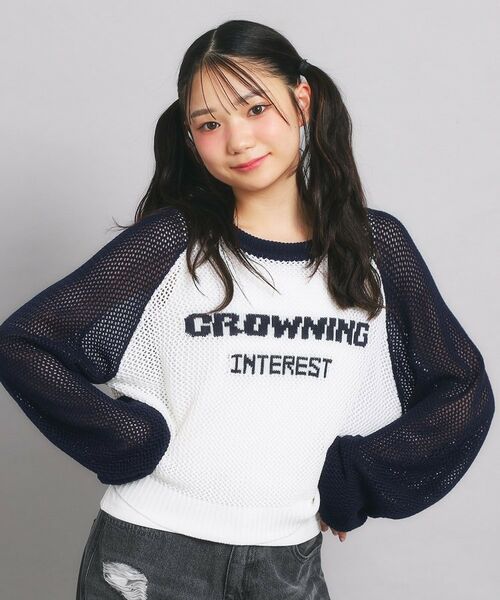 PINK-latte/ピンク ラテ 【セットアイテム】メッシュニット+タンクセット ネイビー(094) 15(150cm) PINK-latte/ピンク ラテ 【セットアイテム】メッシュニット+タンクセット ネイビー(094) 15(150cm)