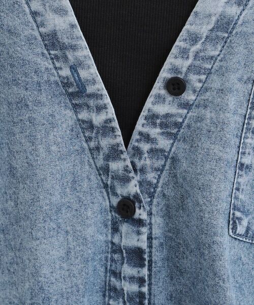 PINK-latte / ピンク ラテ カットソー | 肩あきデニムドッキングシャツ | 詳細15