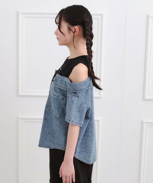 PINK-latte / ピンク ラテ カットソー | 肩あきデニムドッキングシャツ | 詳細2