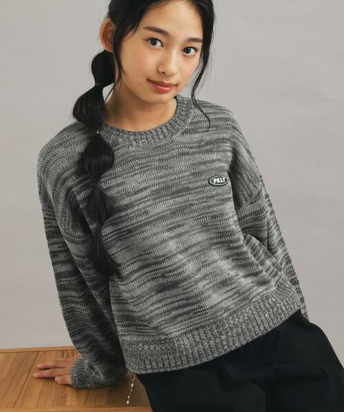 PINK-latte/ピンク ラテ 【プチプラ】短丈ニットプルオーバー チャコールグレー(214) 16(160cm)