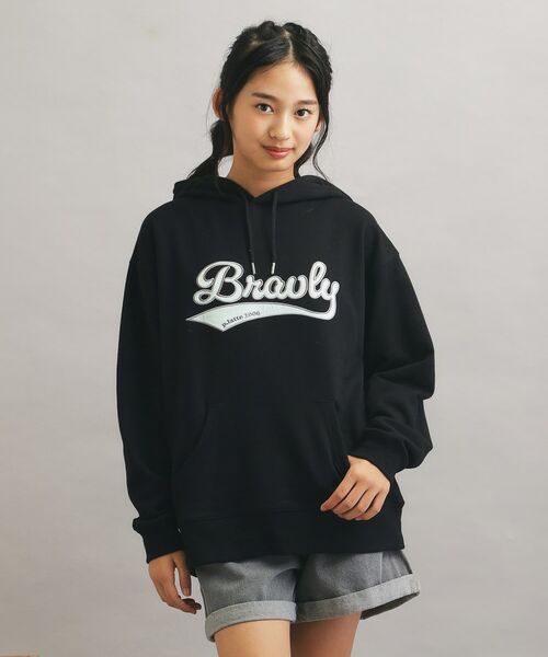 PINK-latte/ピンク ラテ サテンアップリケBIGパーカー ブラック(019) 14(140cm)