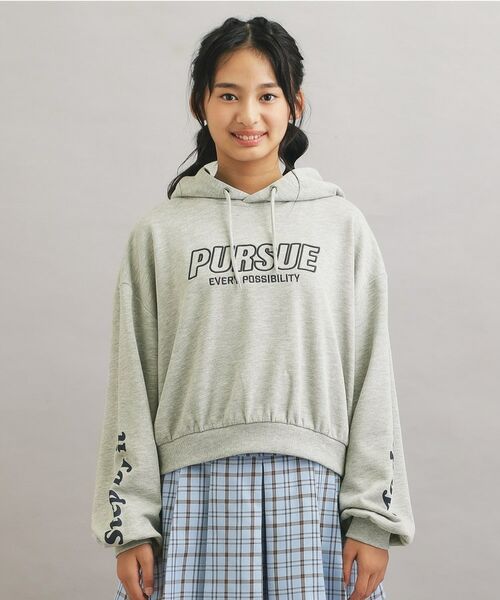 PINK-latte / ピンク ラテ パーカー | 袖ロゴプリント短丈パーカー | 詳細1