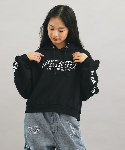 PINK-latte / ピンク ラテ パーカー | 袖ロゴプリント短丈パーカー | 詳細11