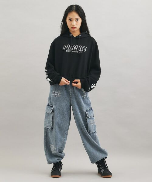 PINK-latte / ピンク ラテ パーカー | 袖ロゴプリント短丈パーカー | 詳細12