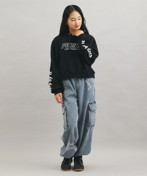 PINK-latte / ピンク ラテ パーカー | 袖ロゴプリント短丈パーカー | 詳細13