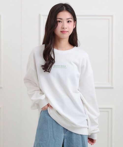 PINK-latte/ピンク ラテ バケハくまちゃん裏毛トレーナー オフホワイト(003) 13(130cm) PINK-latte/ピンク ラテ バケハくまちゃん裏毛トレーナー オフホワイト(003) 13(130cm)