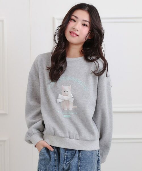 PINK-latte / ピンク ラテ スウェット | ベロアリボンネコフォトトレーナー | 詳細11