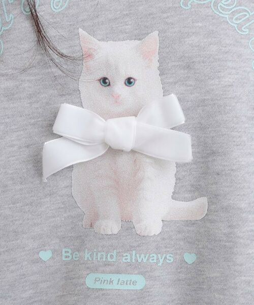 PINK-latte / ピンク ラテ スウェット | ベロアリボンネコフォトトレーナー | 詳細14