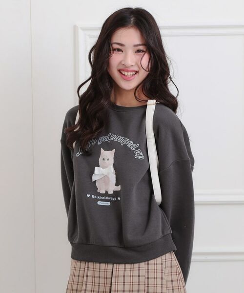 PINK-latte / ピンク ラテ スウェット | ベロアリボンネコフォトトレーナー | 詳細15