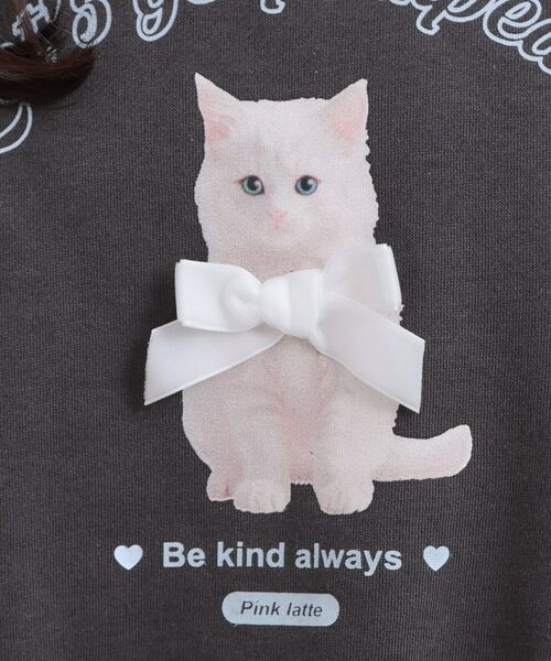 PINK-latte / ピンク ラテ スウェット | ベロアリボンネコフォトトレーナー | 詳細18
