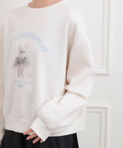 PINK-latte / ピンク ラテ スウェット | ベロアリボンネコフォトトレーナー | 詳細5