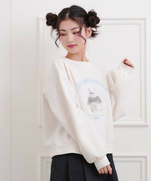 PINK-latte / ピンク ラテ スウェット | ベロアリボンネコフォトトレーナー | 詳細7