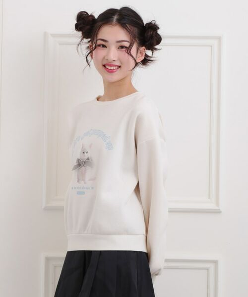 PINK-latte / ピンク ラテ スウェット | ベロアリボンネコフォトトレーナー | 詳細8