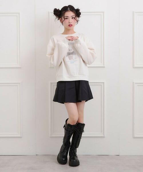 PINK-latte / ピンク ラテ スウェット | ベロアリボンネコフォトトレーナー | 詳細9